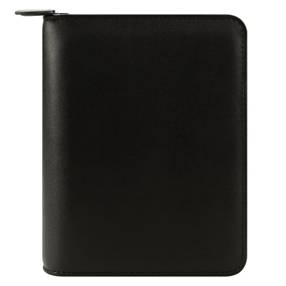 FranklinCovey Compact FC Basics Simulated Leather Zipper Binder - Black