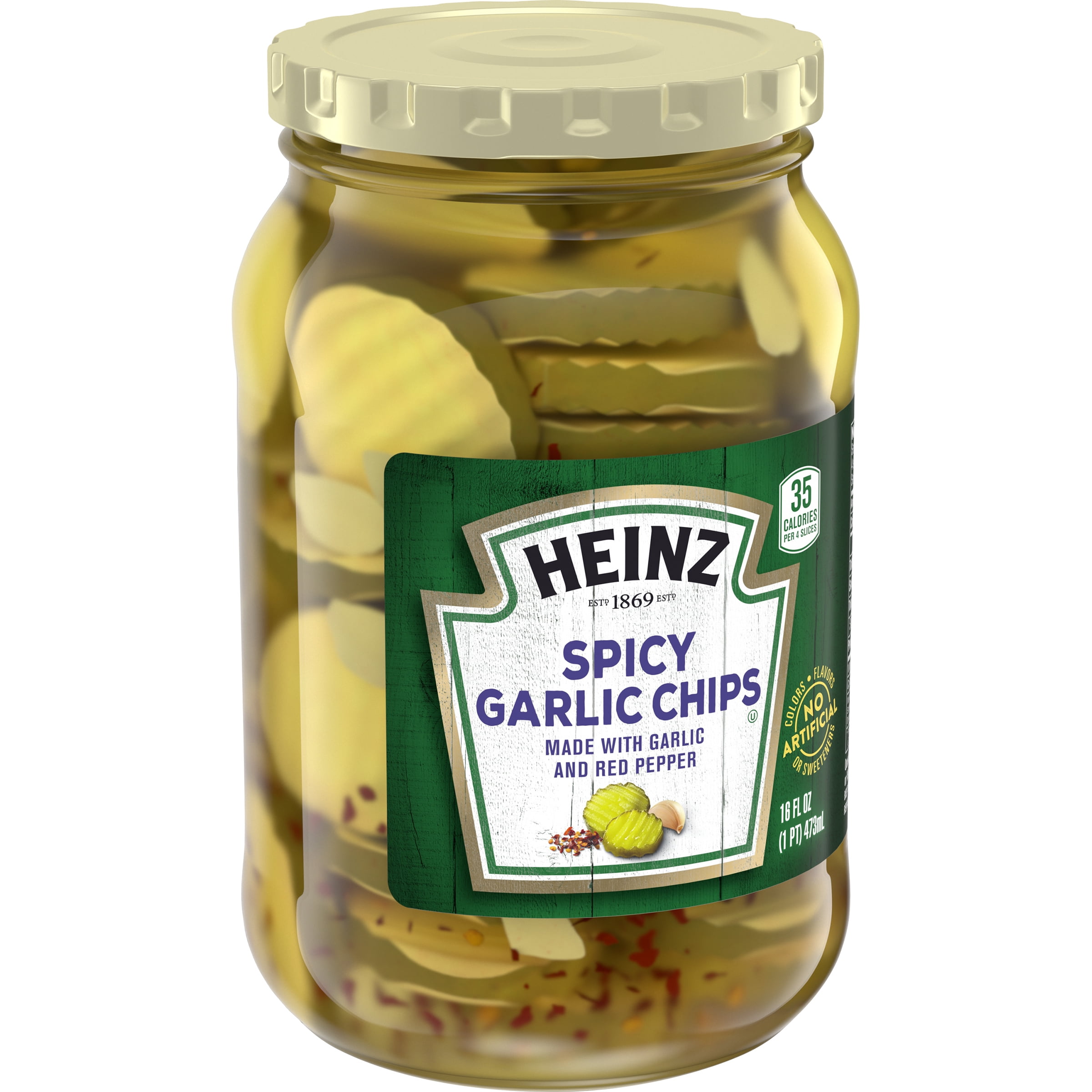 Heinz Spicy Garlic Pickle Chips, 16 fl oz Jar
