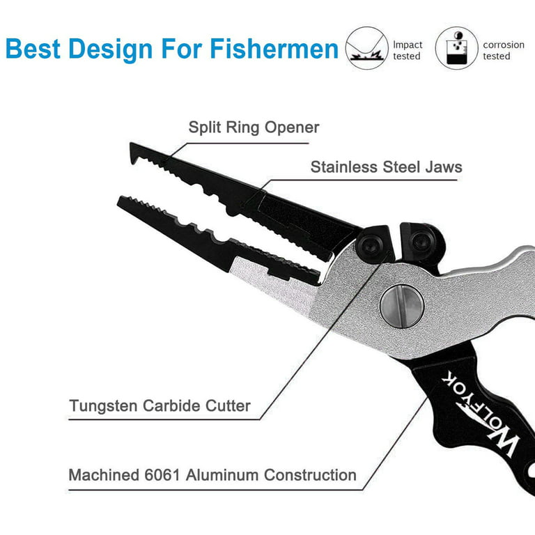 Wolfyok Aluminum Fishing Pliers, Stainless Steel Hook Removers