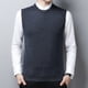 thumbnail image 3 of Chaleco de lana de invierno para hombres de mediana edad y mayores, cuello redondo, color sólido, suéter de punto, chaleco para papá, 3 of 6