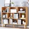 thumbnail image 2 of IOTXY Wooden Open Shelf Bookcase - 3-Tier Floor Standing Display Cabinet Rack with Legs, 10 Cubes Bookshelf, Pear Yellow, 2 of 4