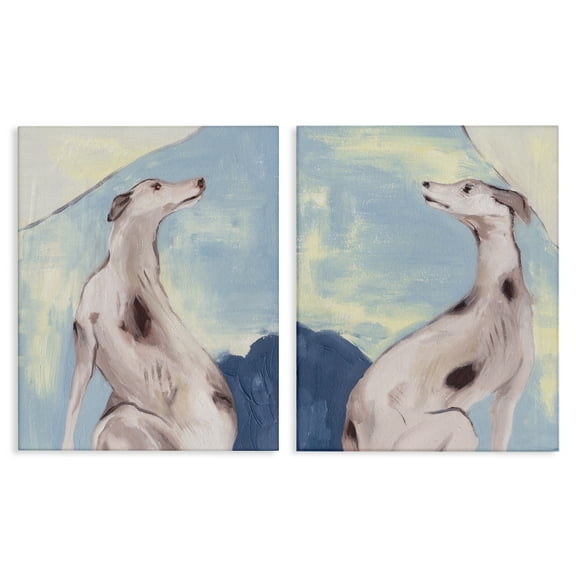 Stupell Industries Spotted Greyhound Dogs Animals Painting Wrapped Canvas Art Print Wall Art, 16 x 20, Set of 2