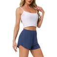 thumbnail image 4 of INSPIRE CHIC Women's 2-Pack Lounge Shorts High Waist Casual Sleepwear Cozy Solid Sleep Pajama Bottoms L Blue+Blue, 4 of 6