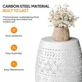 thumbnail image 4 of 9.4" Steel Patio End Table Round Hollow Drum Side Table Accent Table for Indoor and Outdoor, White, 4 of 10