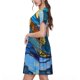 thumbnail image 2 of Easygdp Stained Glass Ocean Wave para Vestido Transpirable de Mujer, Vestido Suelto de Manga Corta con Pliegues y Bolsillos para el Verano, 2 of 6