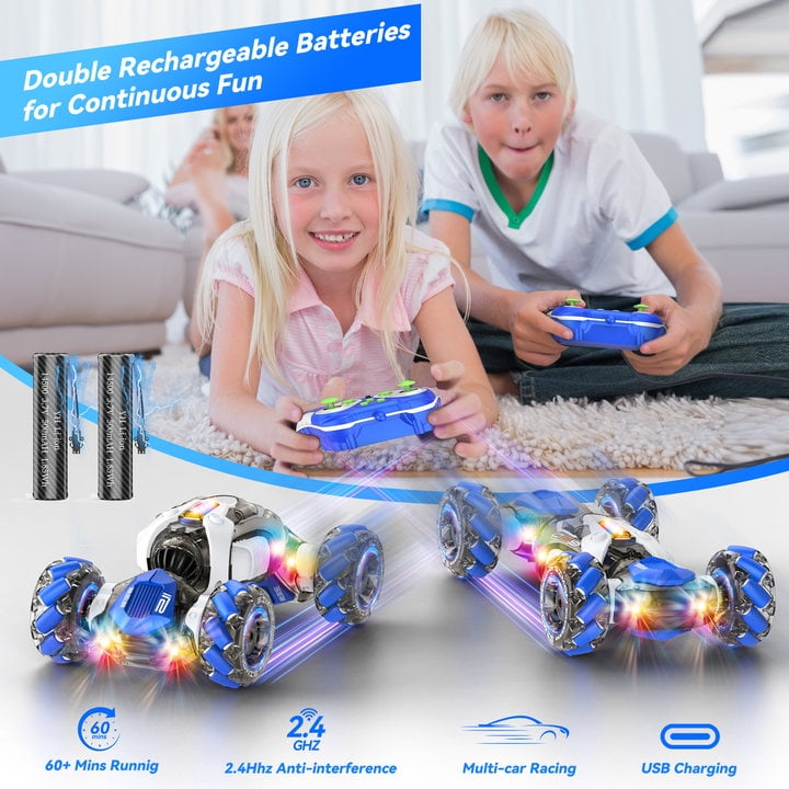 Nicella Remote Control Cars for Boys Girls 8-12, Gesture Sensing RC Stunt Car with Light & Music, 4WD, 360°Rotating, 2.4Ghz RC Drift Cars, Christmas Birthday Gift Car Toys for Kids