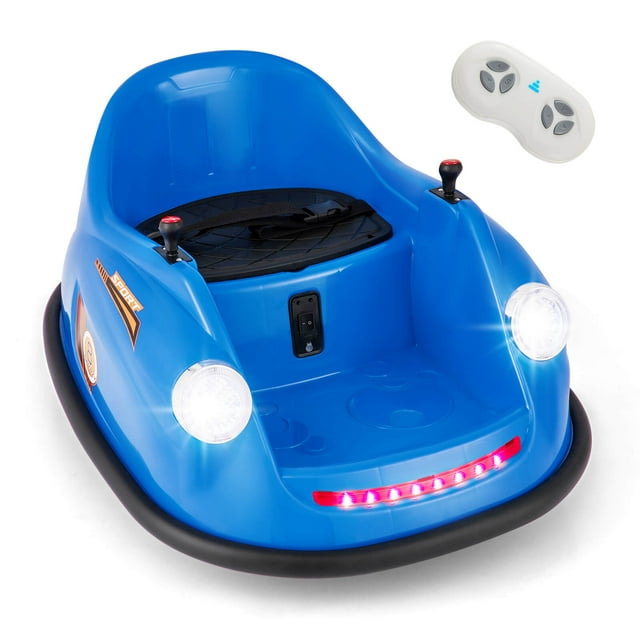 Costway Auto Tamponneuse pour Enfants avec Télécommande Rotation à 362 Degrés Lumière DEL Bleu Marine