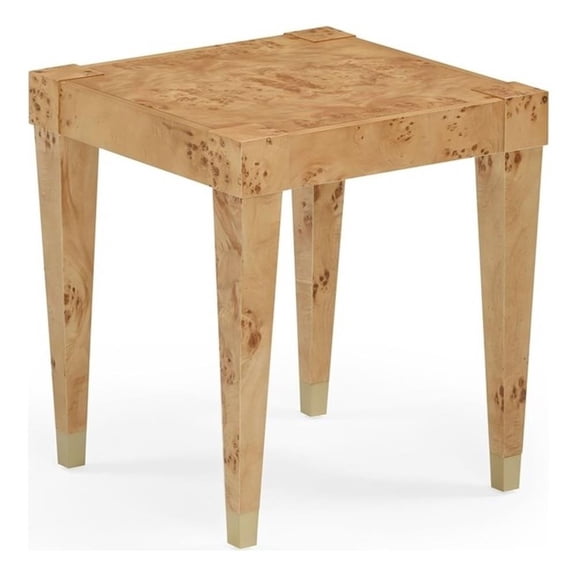 Pemberly Row Contemporary Honey Burl Wooden End Table - 26"W x 17"D x 22.3"H