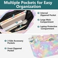 thumbnail image 4 of Quilted Tote Bag Large Capacity Multi-Compartment Handbag Lightweight Structured Shoulder Bag Versatile Casual Bag Sweet Rainbow Unicorn Party, 4 of 7