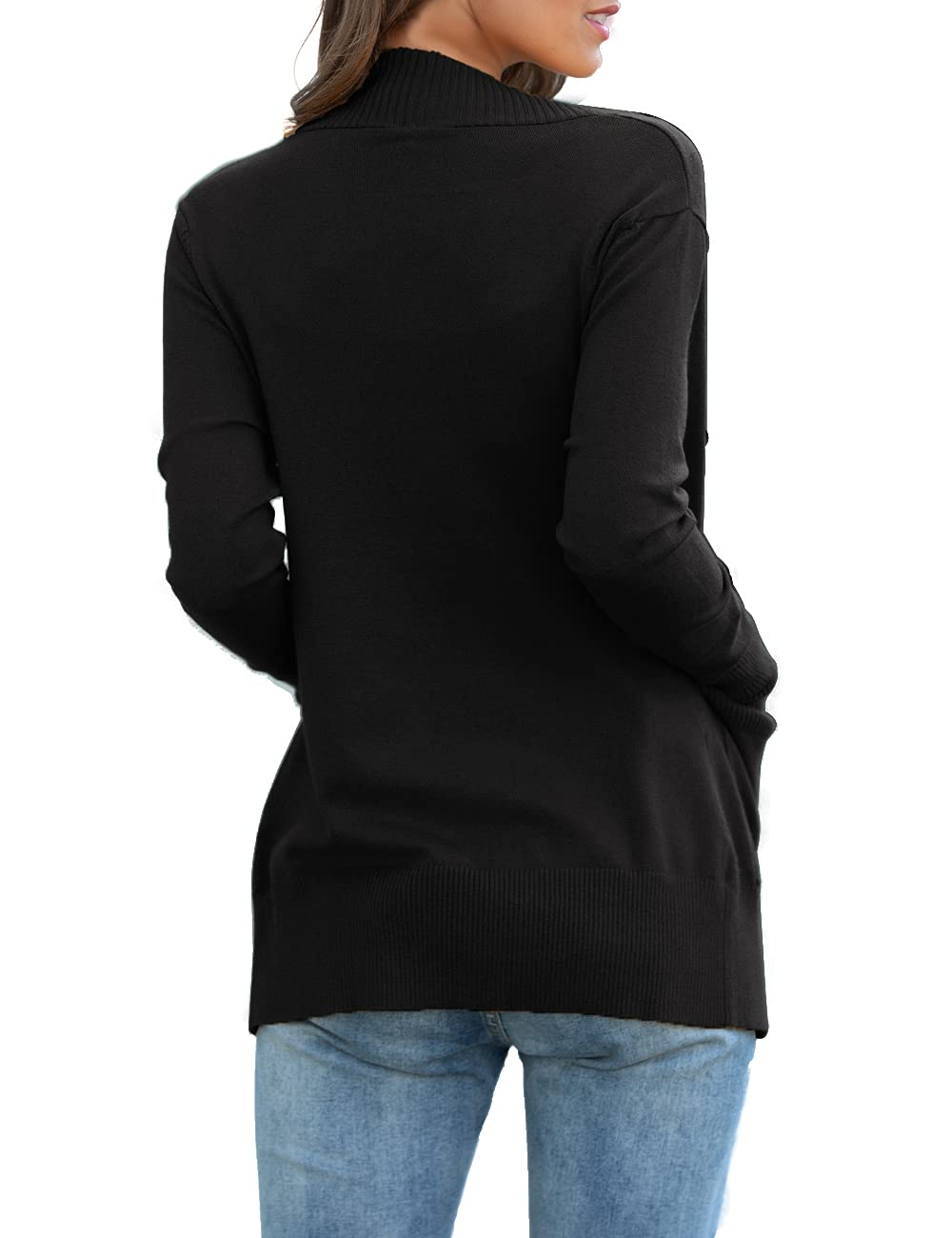 FOLUNSI Women's Casual Knit Cardigan, Black photo 7