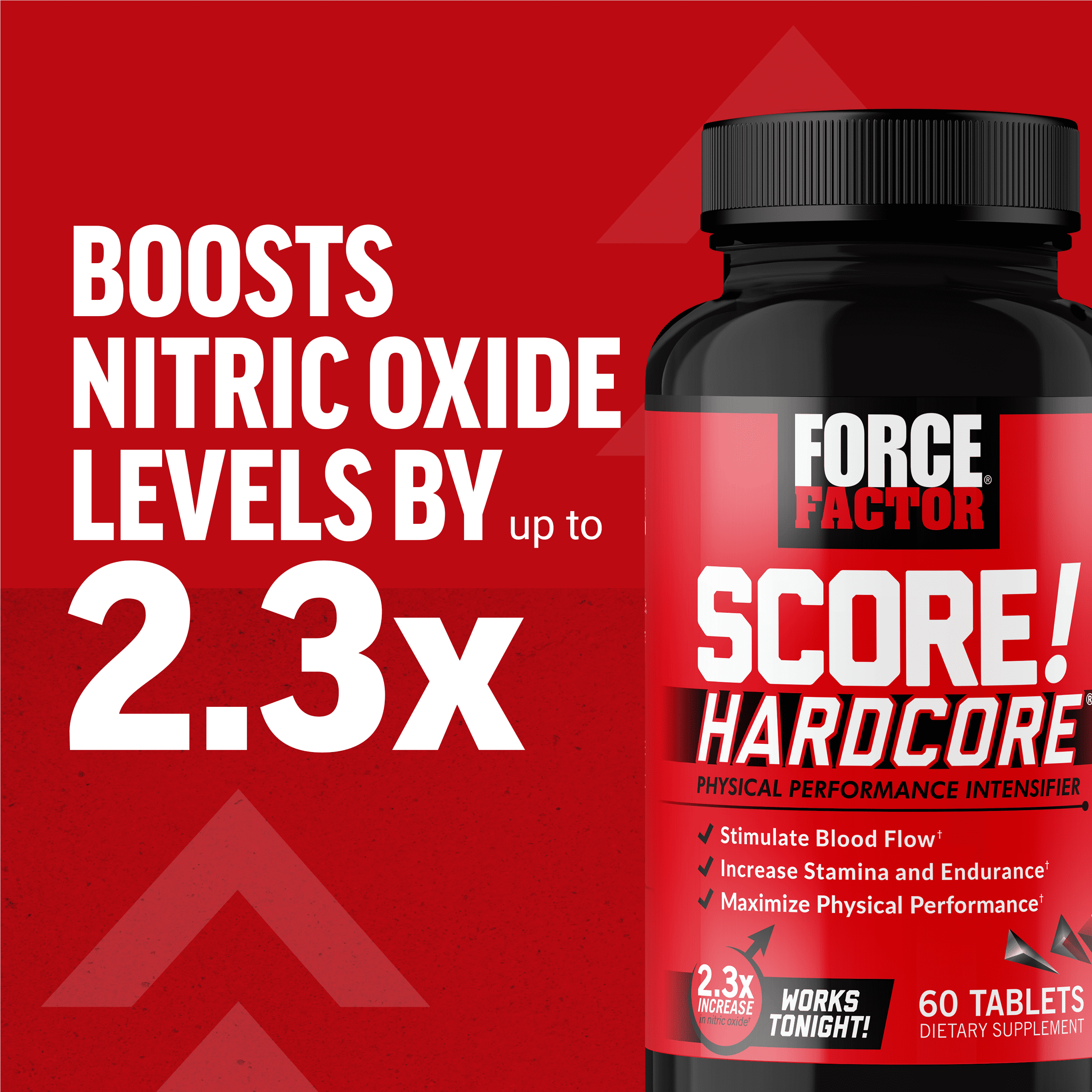 Force Factor SCORE! Hardcore, Nitric Oxide Booster for Men with L-Citrulline, Horny Goat Weed & Tongkat Ali to Boost Libido & Stamina, 60 Tablets