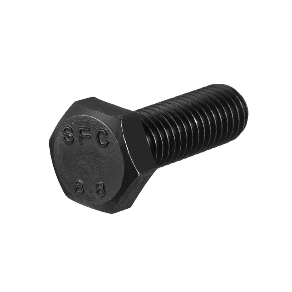 M10x30mm Hex Head Screw Bolts Grade 8.8 Carbon Steel Black 10pcs