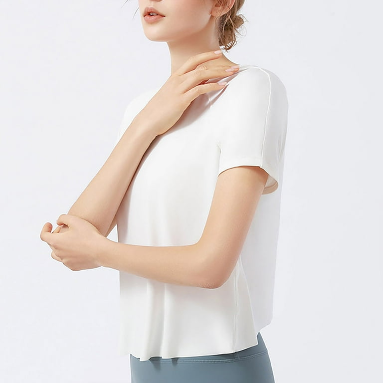 White exercise shop tops
