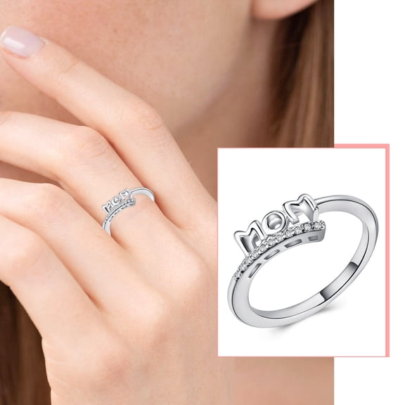 YYKihy Ladies Ring Letter MOM Ring Mom Birthday Mother's Day Gift Jewelry
