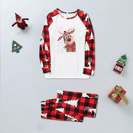

Pajamas for Women KKCXFJX Parent-child Warm Christmas Set Printed Home Wear Pajamas Two-piece Dad Set