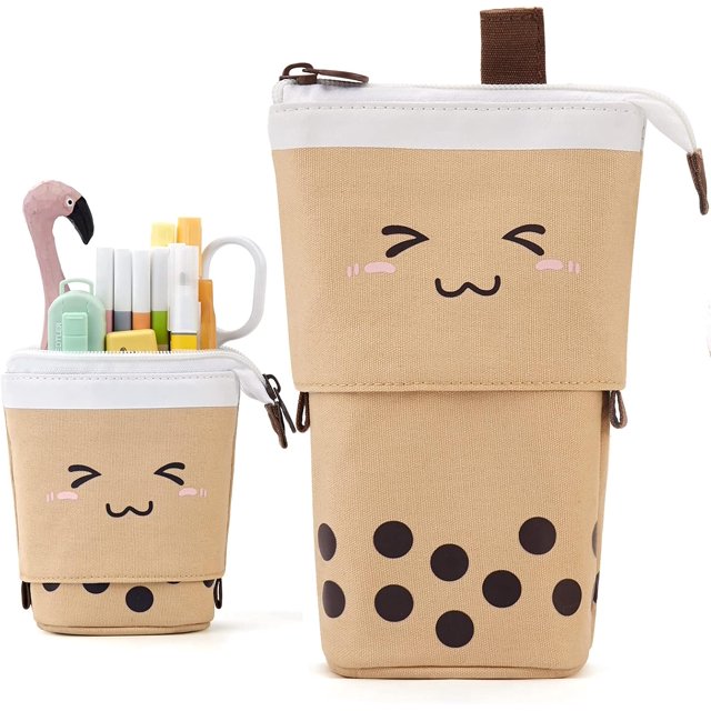 Estuche para lápices de pie, bonito soporte telescópico para bolígrafos, bolsa de papelería kawaii, bolsa de maquillaje y cosméticos para la escuela, estudiantes, oficina, mujeres,