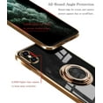 thumbnail image 4 of Compatible with iPhone Xs X Case [Magnetic Back] Slim Thin with Ring 360°Finger Stand Metal Electroplated Frame Full Body Shock-Absorption Bumper Soft Flexible Tup Mobile Cover-Black, 4 of 16
