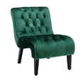 thumbnail image 4 of Living Room Accent Chair, Curved Back Leisure Chair, Single Armless Sofa Chair with Tufted Back and Solid Wood Legs, Upholstered Lounge Chair Side Chair for Bedroom Apartment Office, Green, 4 of 7