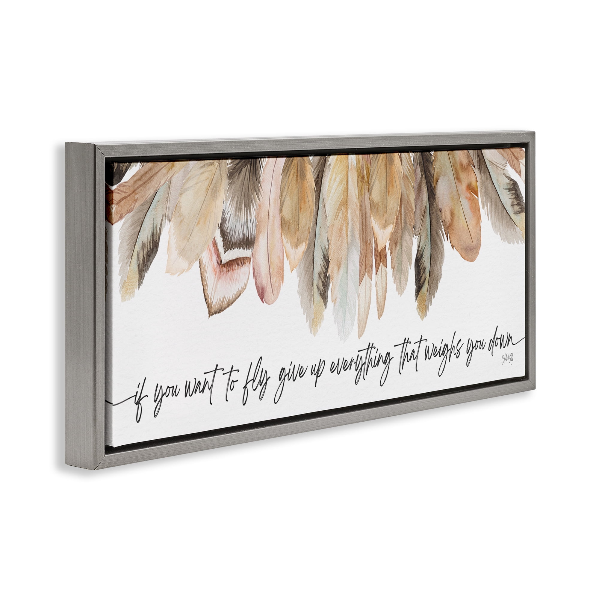 Stupell Industries If You Want To Fly Typography Painting Gray Floater Framed Art Print Wall Art, 25 x 11