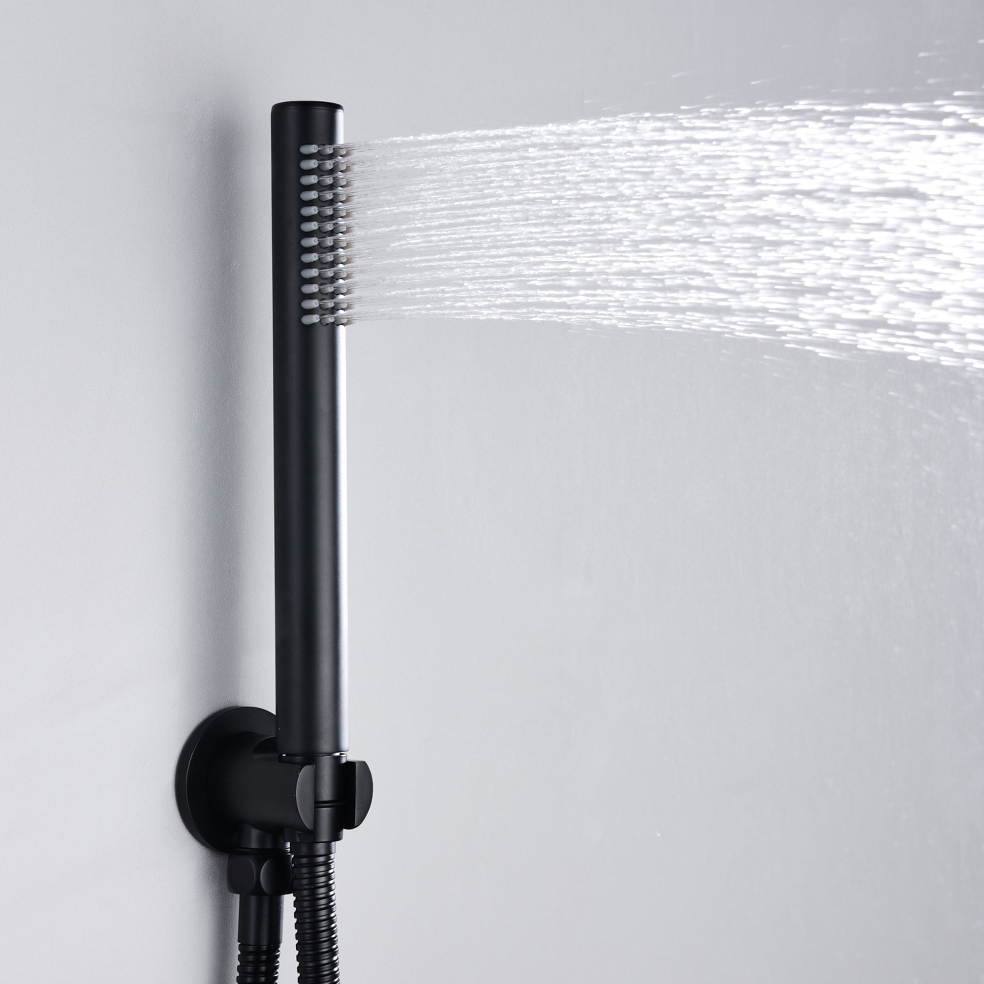 Sumerain Matte Black Rain Shower System Set with Waterfall Tub Spout