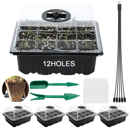 

Vegetable Seed Starter Kit GIUGT Germination Kits 60 Cells Seed Starter Tray with Grow Light 32 Auxiliary Seed Starting Tools Reusable & Durable Plant Growing Trays for Soil and Hydroponics Black