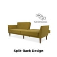 Novogratz Regal Futon, MidCentury Sofa Bed, Mustard Yellow Linen