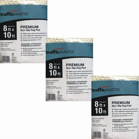 Case of 3 - TrafficMaster Premium Non-Slip Rug Pad - Fits up to 8 ft. x 10 ft. (86" x 112") Cut to Any Custom Size