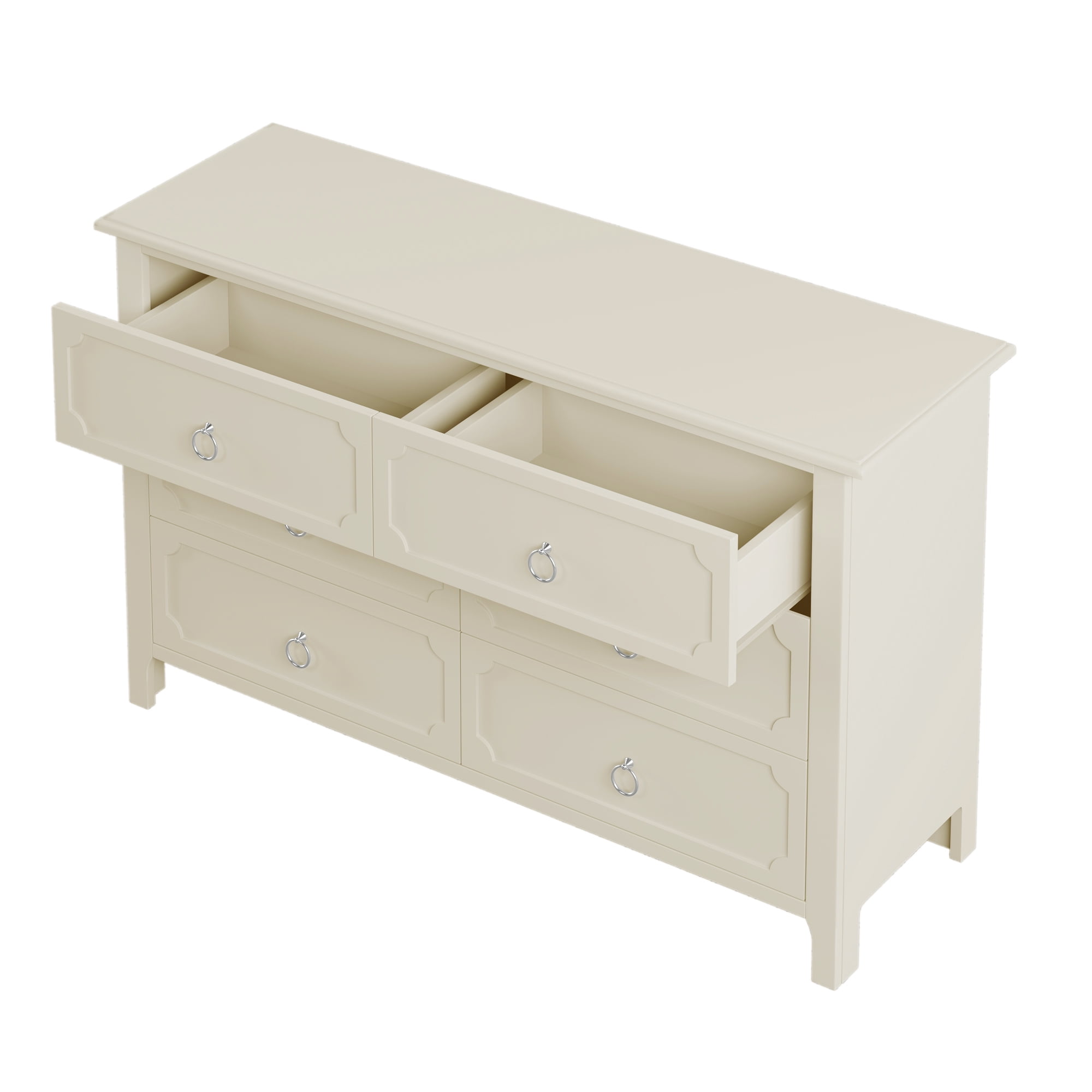 Resenkos 3 Pieces Solid Wood Bedroom Furniture Set King Size Platform Bed, Nightstand and Dresser Milky White Resenkos 3 Pieces Solid Wood Bedroom Furniture Set King Size Platform Bed, Nightstand and Dresser Milky White