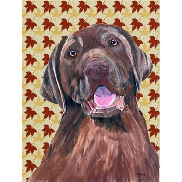 Carolines Treasures SC9224GF 15 x 15 In. Labrador Chocolate Fall Leaves Portrait Flag- Garden Size