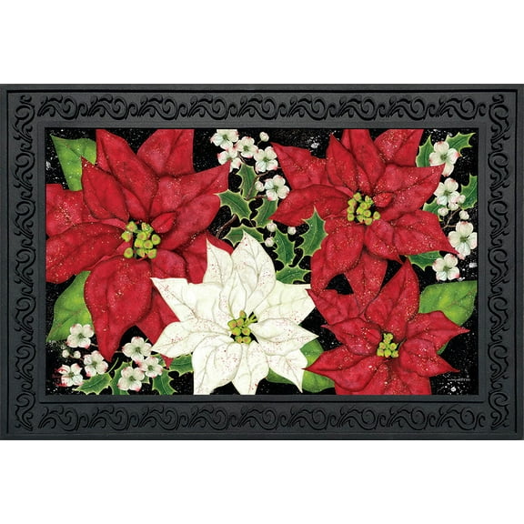 Briarwood Lane Festive Poinsettias Christmas Doormat
