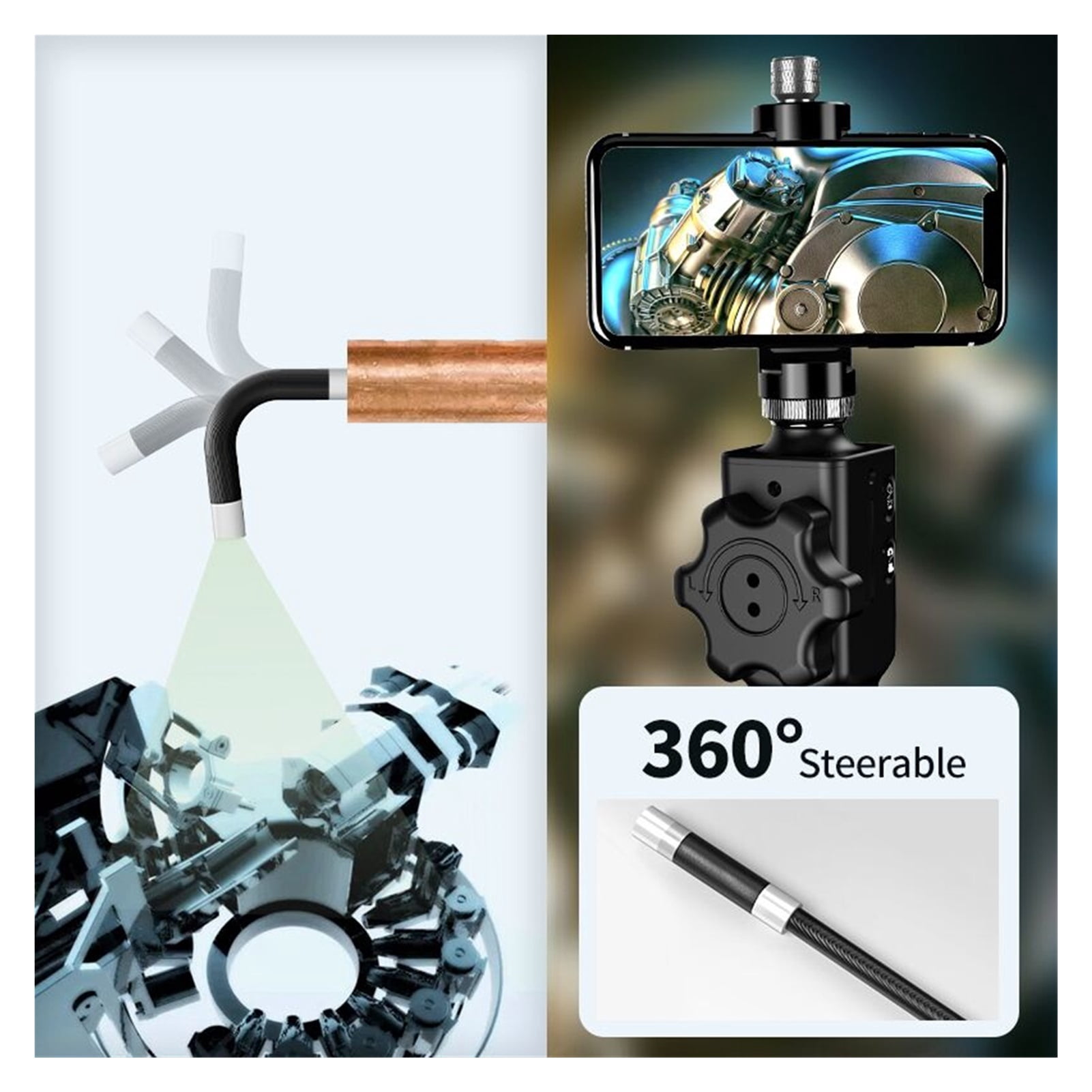 5.5MM/8.5MM Articulating Endoscope Visual Automotive Inspection Camera With 2-Ways &180 Degree Articulates Probe , User-Friendly Borescopes