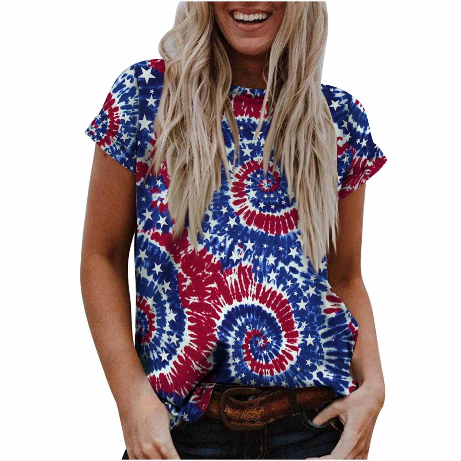 LWZWM Red White Blue Tops For Women Retro Tops Evening Tops Stylish ...