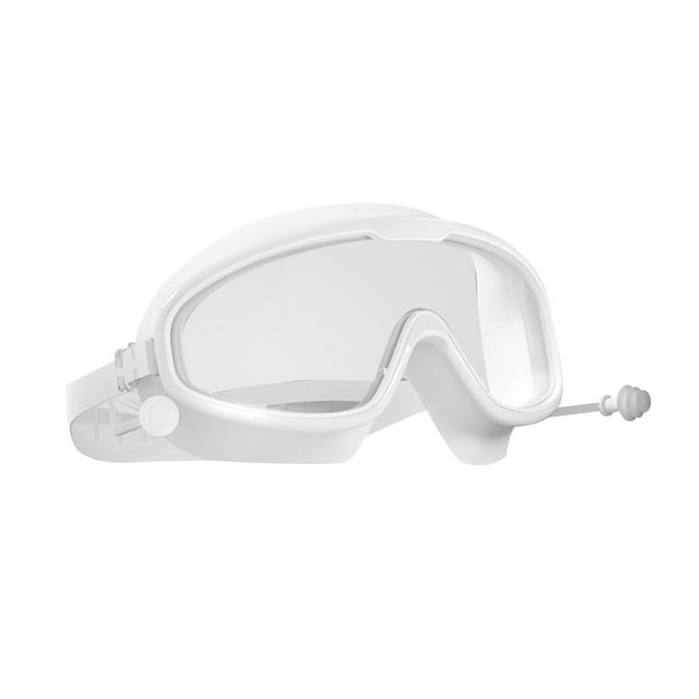 Gafas de natación para adultos con visión amplia y tapones para los oídos ajustables Bolsa transparente blanca