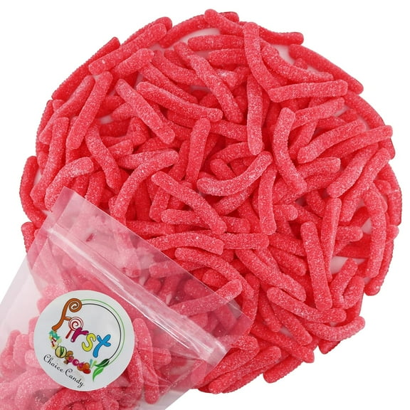 FirstChoiceCandy Sweet & Sour Gummy Worms, Multi Flavors and Solid Colors (2 Pound, Sour Red Strawberry)