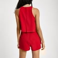 thumbnail image 7 of Women's solid color sleeveless ruffled bodysuit jumpsuit shorts, 7 of 7