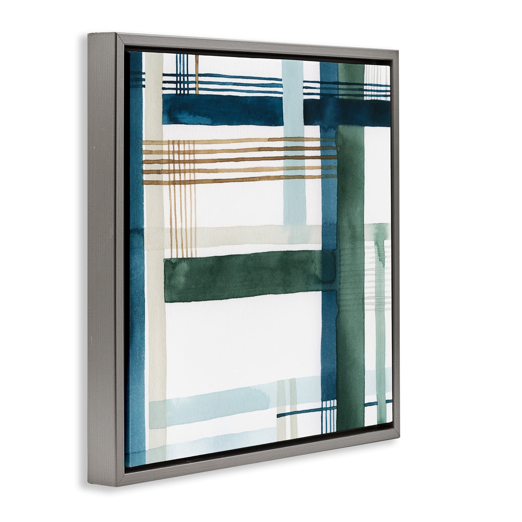 Stupell Industries Modern Woven Pattern Abstract Painting Gray Floater Framed Canvas Art Print Wall Art, 25 x 25