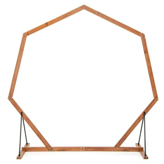 Resenkos Outdoor Decor,Wooden Wedding Arch Solid Wood Arbor Backdrop Stand for Wedding Ceremony-Heptagon