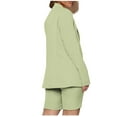 thumbnail image 4 of Chbgutlmr 2 Piece Sets for Women Dressy Long Sleeve Open Front Blazer with Shorts Business Casual Suits Set, 4 of 9