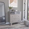thumbnail image 5 of Dressers, Modern Double Drawer with 2 Open Shelves, Light Gray/White | Light Gray | Particle Board, 5 of 7
