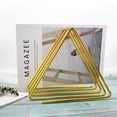 thumbnail image 3 of KAKOWELY Iron Book Shelf 1pc Simple Desktop Bookshelf Triangular Iron Art Book Rack Home Decoration for Newspaper Magazine Golden7.28"X8.46"X6.1", 3 of 4