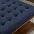 thumbnail image 3 of CQSXDA Square Upholstered Tufted Linen Ottoman Coffee Table with Durable Solid Wood Shelf for Style，Navy Blue, 3 of 5