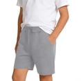 thumbnail image 5 of IYTR Boys Shorts Summer Solid Color Casual Oversized Comfy Elastic Waist Baseball Basketball Short Pants with Pockets Gray 13-14Years, 5 of 6