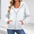 thumbnail image 5 of Oversized Zip Up Hoodie for Women Long Sleeve Hooded Casual Solid Full-Zip Hoodie Drawstring Fashion Comfortable Hooded Top With Pocket, 5 of 9