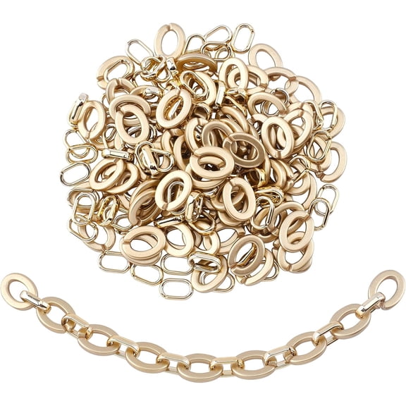 200Pcs 2 Style Opaque Linking Rings Acrylic and CCB Plastic Gold Quick Link Connectors Oval Link Curb Chain Connectors Creative Craft