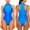 Blue, variant on Womens Bodysuit Sleeveless Mock Neck Leotard Rash Guard Surfing One Piece Swimsuit Black S