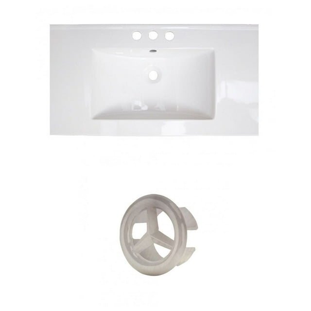 American Imaginations 35.5-in. W 1 Hole Ceramic Top Set In White Color AI-20917