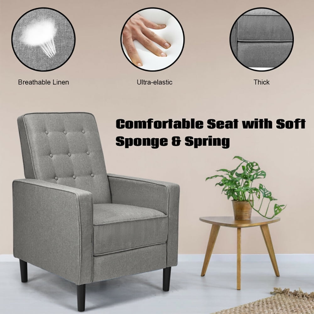 Finihen Accent Chair, Push Back Recliner Arm Chair, Mid-Century Push Back Recliner Chair, for Living Room, Office, Gray Finihen Accent Chair, Push Back Recliner Arm Chair, Mid-Century Push Back Recliner Chair, for Living Room, Office, Gray