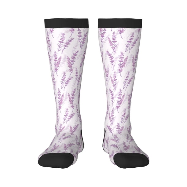 Fotbe Lavender Flowers Calcetas Divertidas Estampadas para Hombre y Mujer, Calcetas de Algodón hasta la Rodilla para Caminar, Correr, Enfermería y Embarazo