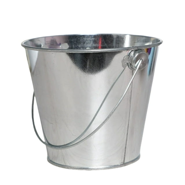 kjfeif Galvanized Metal Bucket with Handle, Small Round Flower Pot Planter for Succulents, Rustic Home Decor, or as a Candy Snack Display Basket for Parties