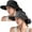 Gray, variant on Women's Ponytail Safari Sun Hat,Wide Brim UV Protection Outdoor Bucket Hat,Foldable Beach Summer Fishing Hat